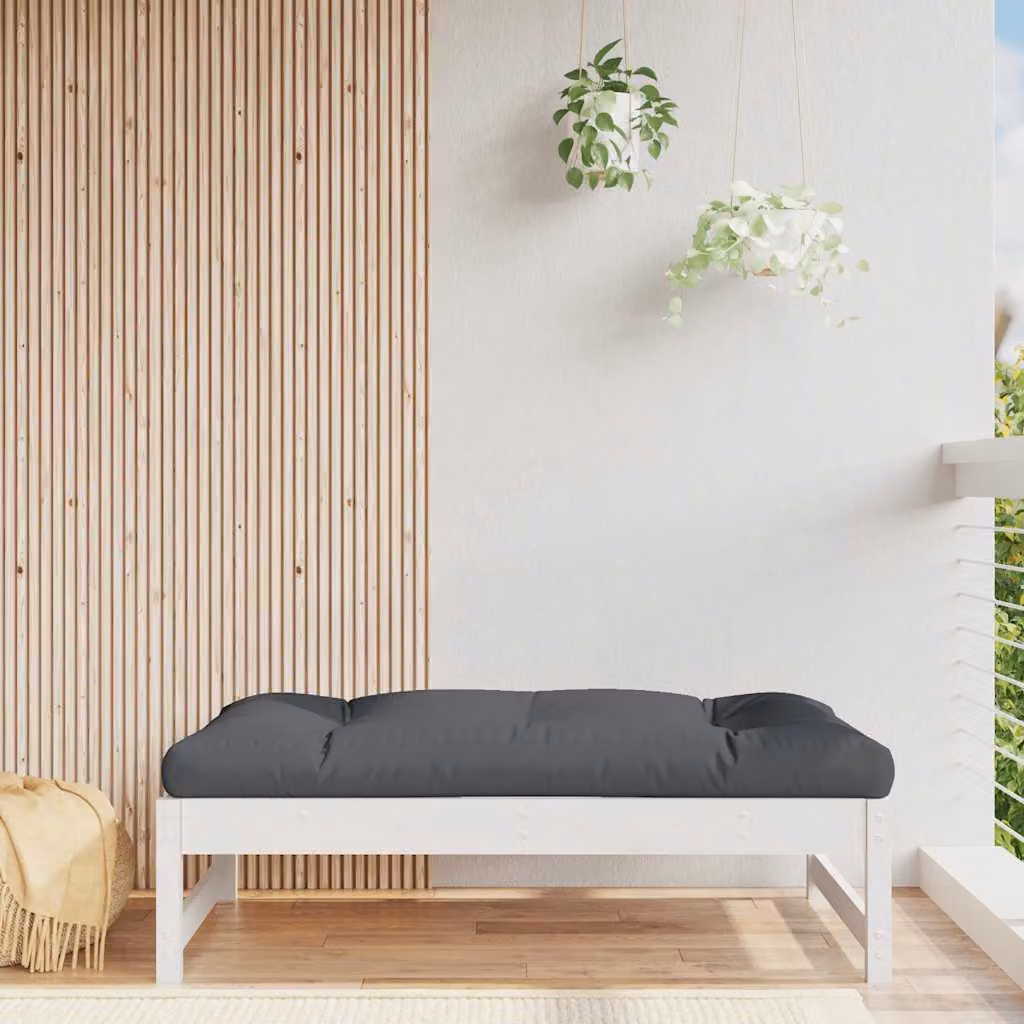 Poggiapiedi da giardino vidaXL in legno di pino bianco con tessuto, L: 120 cm, P: 80 cm
