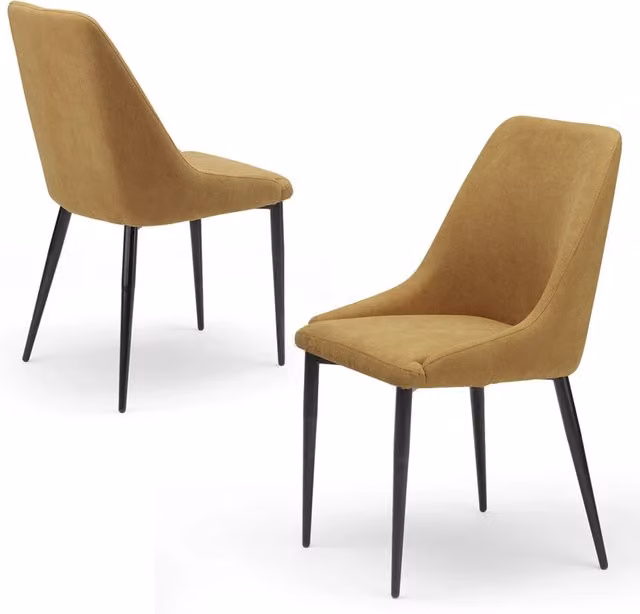 Set 2 sedie imbottita CORFU', 100% MADE IN ITALY per sala da pranzo, cucina e soggiorno, design moderno, gambe robuste in metallo, rivestimento in tessuto idrorepellente morbido al tatto colore Senape
