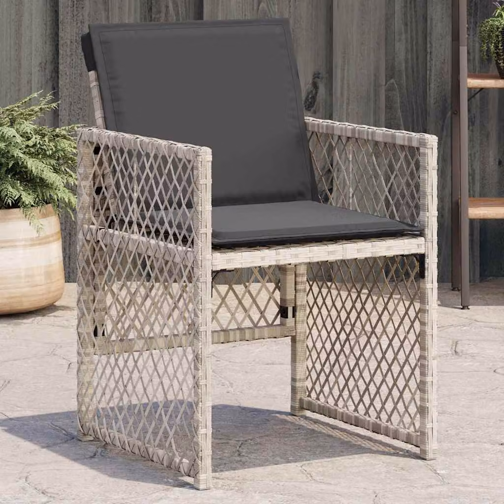 Set di 4 sedie da giardino vidaXL in polyrattan con cuscini grigio antracite e braccioli