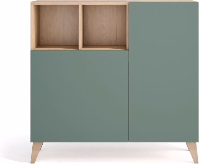 Scarpiera Herdasa effetto rovere chiaro ante verdi 87x90x27