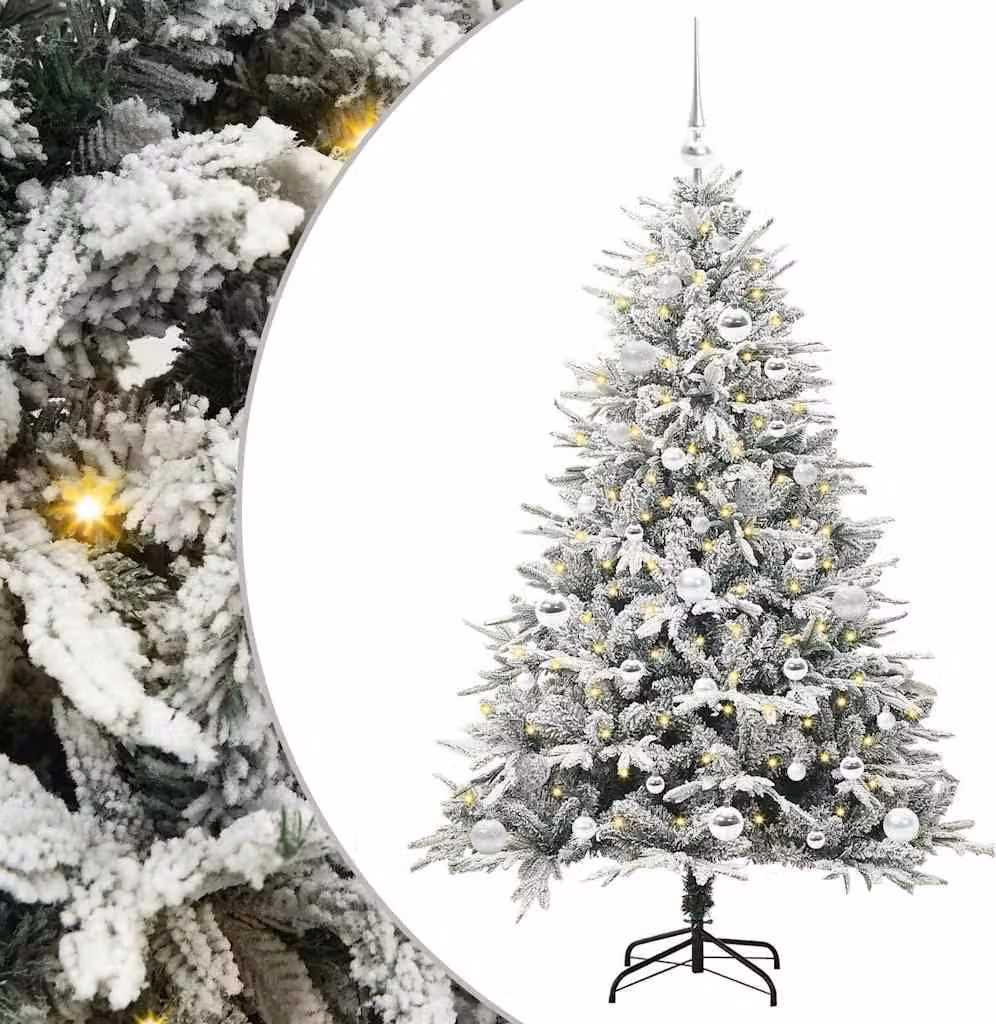 Albero di Natale Artificiale Pre-illuminato con Set di Palline