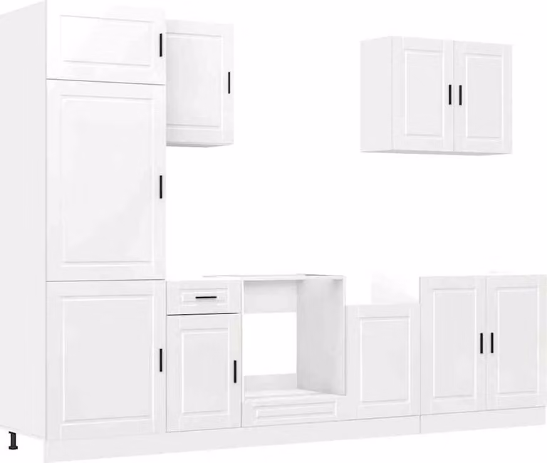 Set Mobili da Cucina 7 pz Porto Bianchi Lucido in Truciolato