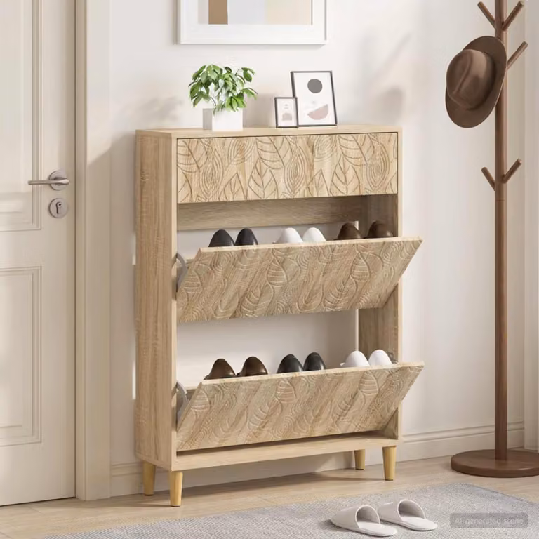 Mobile porta scarpe DELFT vidaXL in legno marrone e beige, L 78 cm x P 24 cm x H 103 cm
