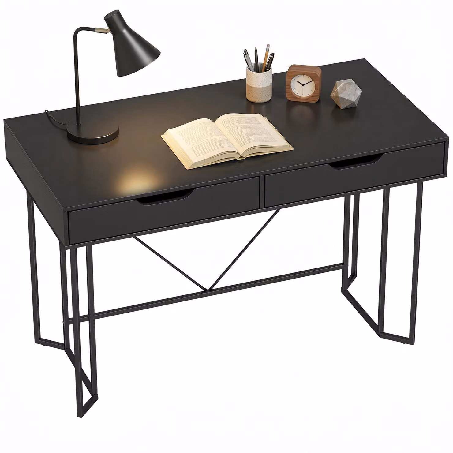 Scrivania per computer HOMCOM con 2 cassetti, 120x60x77 cm, nera