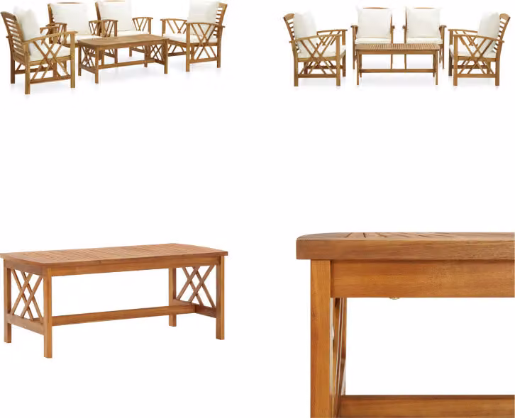 vidaXL Set salotto da giardino 5 pezzi con cuscini in legno massiccio di acacia - Set salotto da giardino - Set salotto da giardino - Mobili da giardino - Set mobili da giardino
