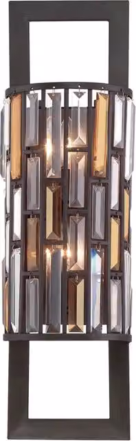 Applique Contemporanea Gemma Acciaio Bronzo Vintage Cristallo 2 Luci E14
