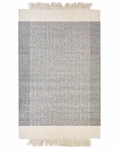 Tappeto lana grigio e bianco sporco 140 x 200 cm fatto a mano geometrico