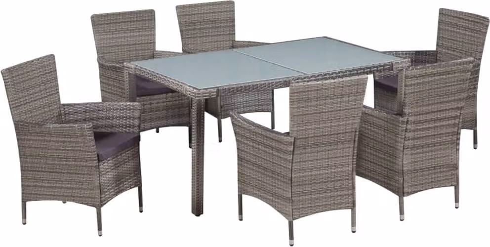 Maison Exclusive - Set da giardino completo di 7 pezzi, con sedute, in rattan sintetico grigio