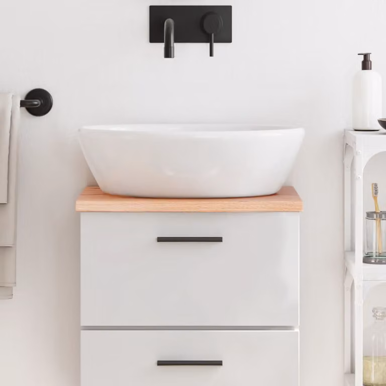 Piano Bagno vidaXL in Legno Massello Trattato Marrone Chiaro L/P/H: 40 x 40 x 2 cm
