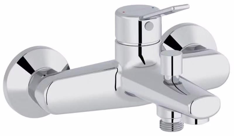 Miscelatore per lavabo e doccia cromato, da montare a parete, a risparmio idrico