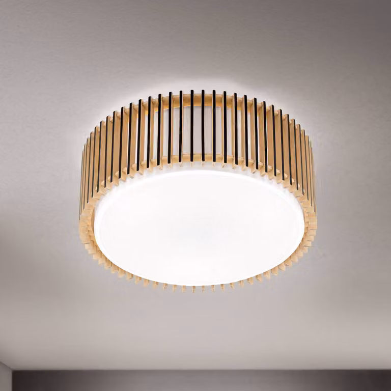 ORION Plafoniera soffitto Tarta, dimmerabile, Legno chiaro, Soggiorno / Sala da pranzo, Legno, Plafoniera
