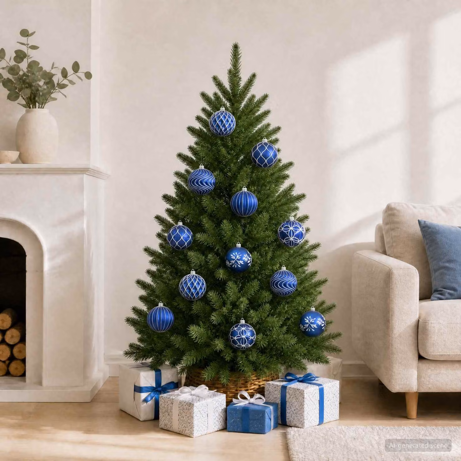 vidaXL Set di palline di Natale XL 12 pz Blu e Bianco 10 cm