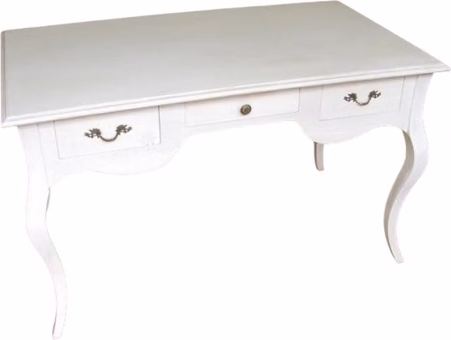 Scrivania in legno di pino con cassettiera Mobili 2G bianco opaco L: 150 cm, P: 75 cm, H: 80 cm – 1