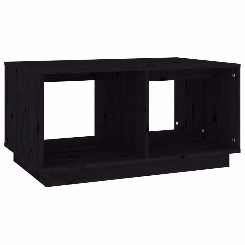 Tavolino da Salotto Nero 80x50x40 cm Legno Massello di Pino