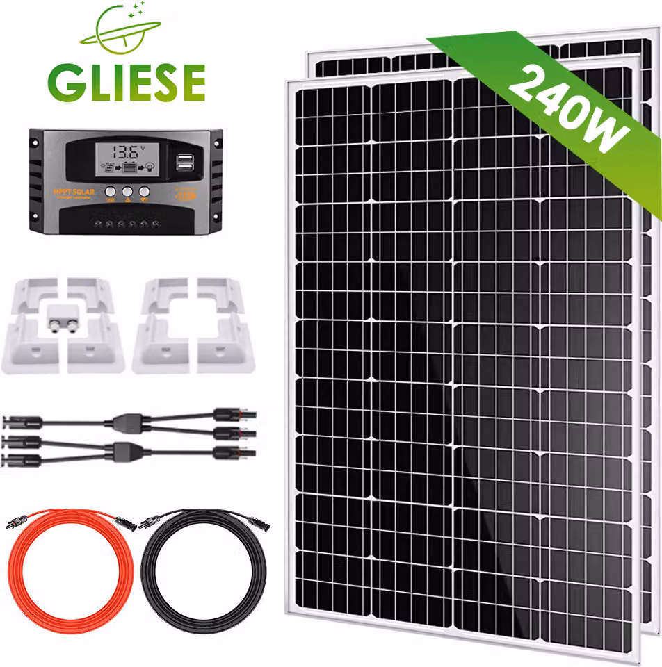 set camper 240W 2X120W 12V sistema solare pacchetto completo modulo solare + staffa di montaggio PV