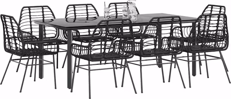 Maison Exclusive - Set da Pranzo da Giardino 9 pz Polyrattan Vetro