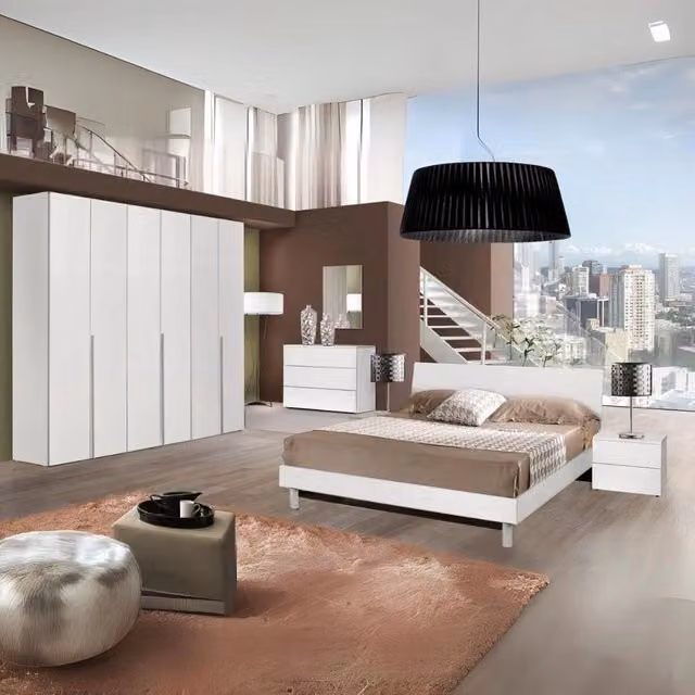 Set completo camera da letto moderna Urano in legno di larice bianco – 1