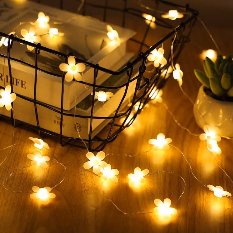Catena luminosa decorativa con fiori, lunghezza 2 metri, 20 LED