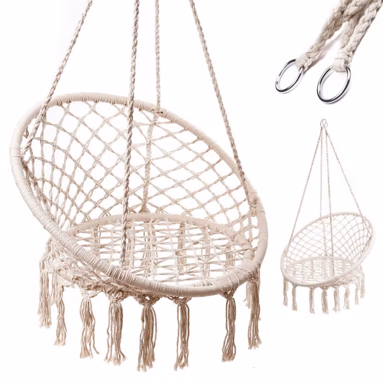 Altalena LUARO, poltrona a nido di cicogna, ecru, 80 cm, 150 kg