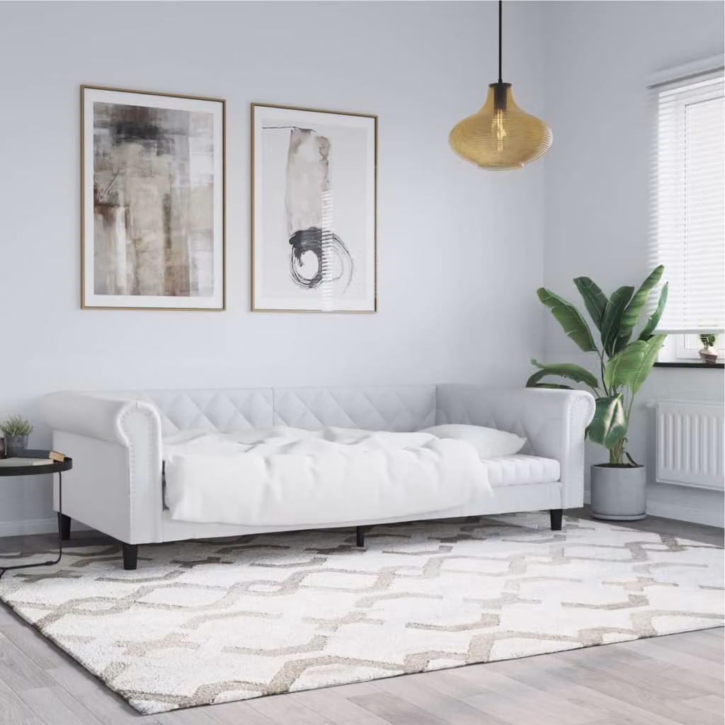 Letto da giorno vidaXL in similpelle bianco, L/P/H: 200 x 100 x 68 cm