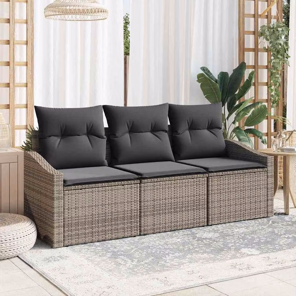 Maison Exclusive - Set di divani componibili, 3 pezzi, grigio [Materiale sintetico]: rattan sintetico