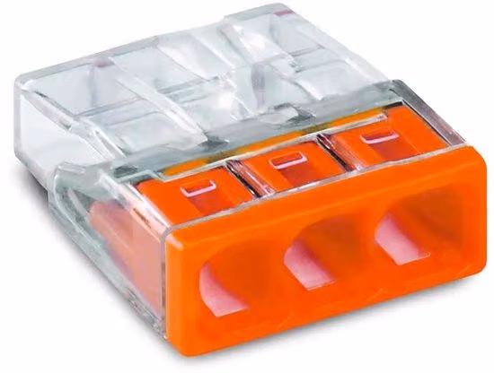 Morsetti di collegamento elettrici, scatola trasparente a 3 porte, morsetti per cavi quadrati da 2,5 mm