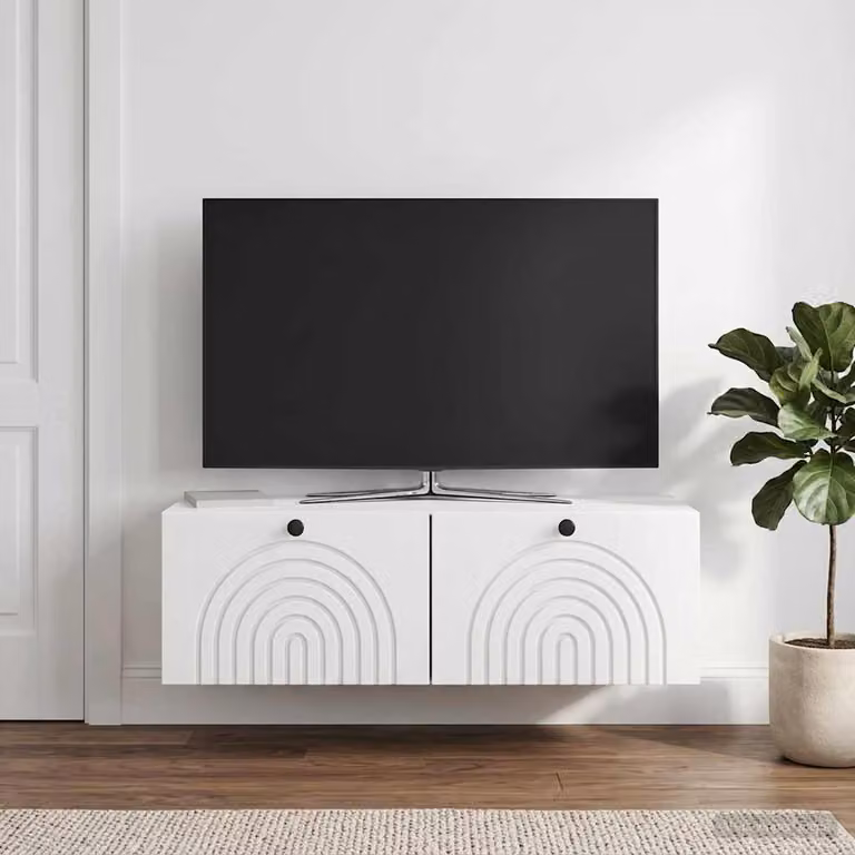 vidaXL Mobile Porta TV da Muro Moderno Bianco L: 99 cm, P: 41 cm, H: 30 cm