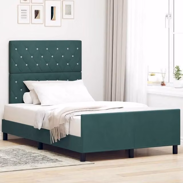Letto a molle con testiera in velluto verde vidaXL L/P/H: 200 x 120 x 280 cm