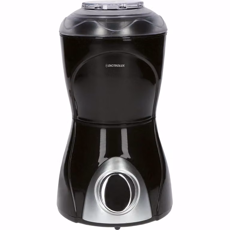 Dictrolux Macinacaffè Elettrico Macinì con Lama in Acciaio Inox, Nero e Trasparente, 200 Watt