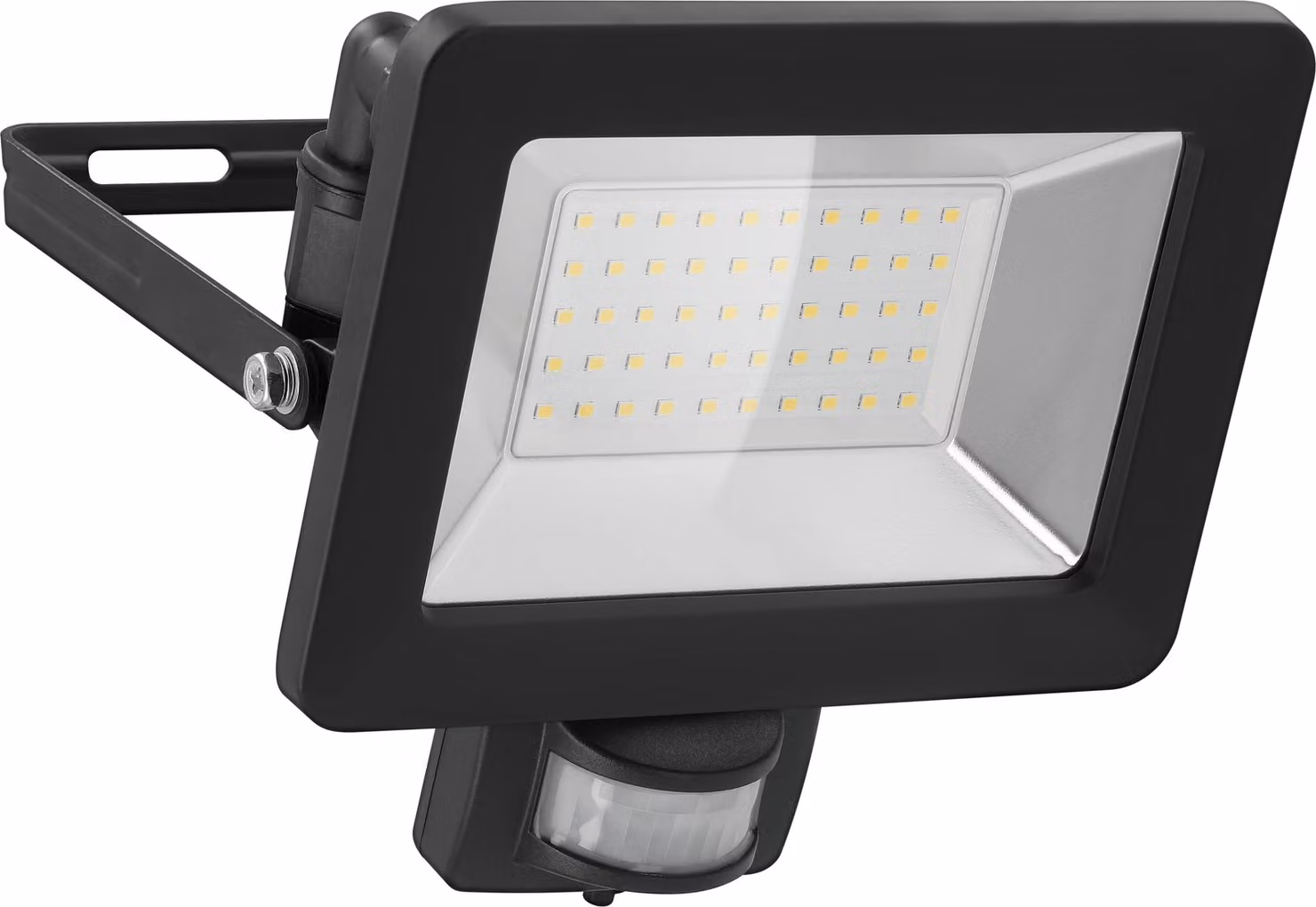 goobay Faretto LED per esterni, 50 W con rilevatore di movimento con 4250 lm, luce bianca neutra 4000 K, sensore PIR e pressacavo M16 nero