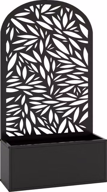 Fioriera con Traliccio ad Arco Outsunny in Metallo per Rampicanti con Fori di Drenaggio, Nero, L: 61 cm, P: 23 cm, H: 113 cm