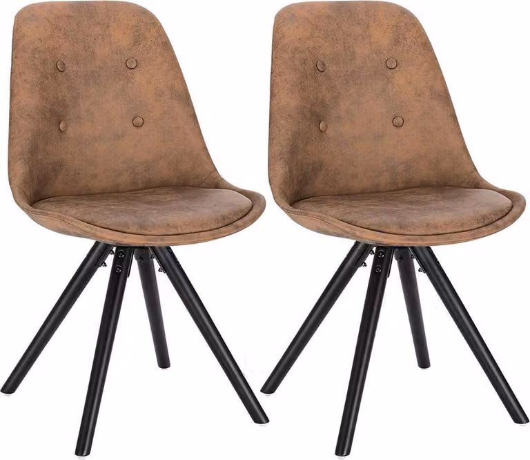 Sedie visitatore Bolt Edge - Set di 2 - Tessuto marrone scuro - Gambe di legno - Altezza 46cm