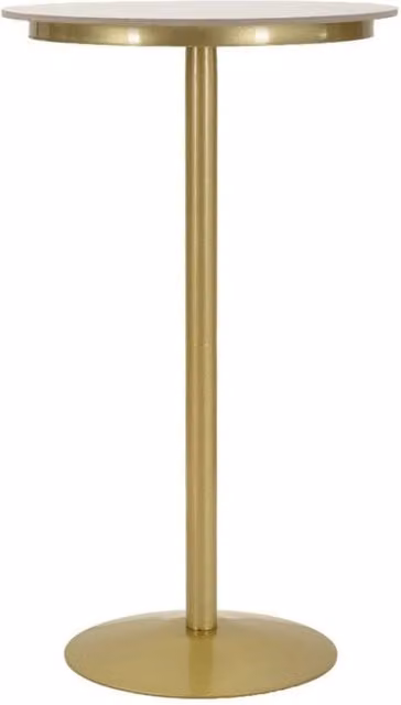 Tavolino Bar Simply Mauro Ferretti con piano in marmo bianco e struttura in metallo oro, Ø: 60 cm, H: 103 cm