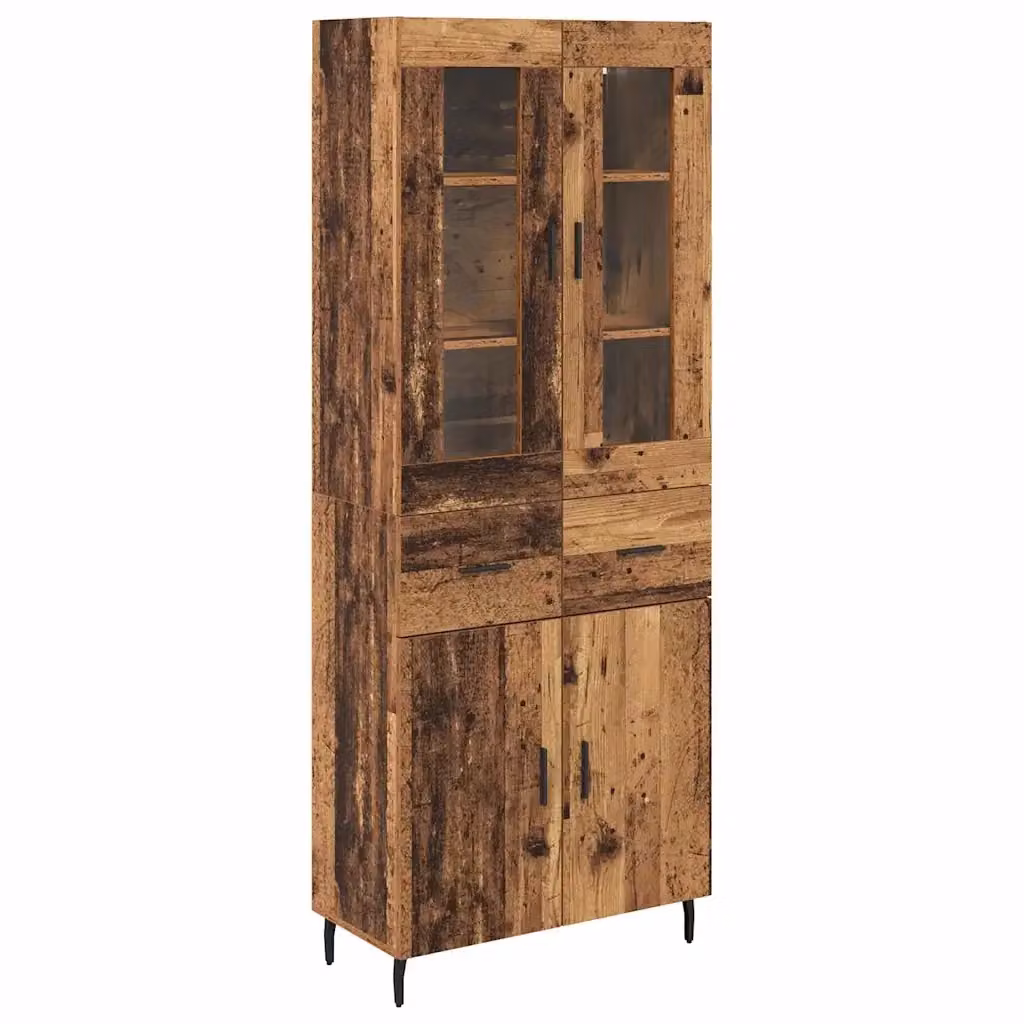 Set di 2 credenze moderne vidaXL in legno e metallo color marrone L: 69,5 cm, P: 34 cm, H: 180 cm – 2