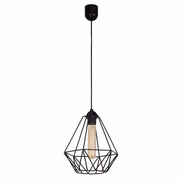 Lampada a sospensione Basket NEW nero opaco 1xE27x15W metallo dim.: 90x25x25 cm IP20 Luminex