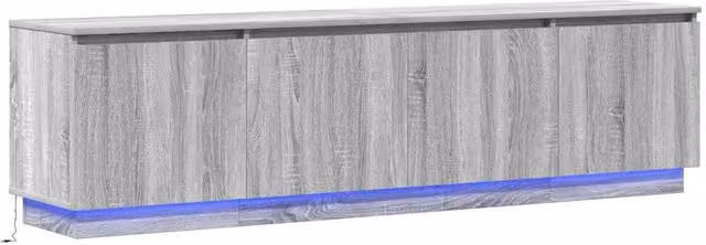 Moderno mobile TV con illuminazione LED 180 x 38 x 49 cm per arredamento soggiorno in legno ingegnerizzato grigio sonoma 02_0056012