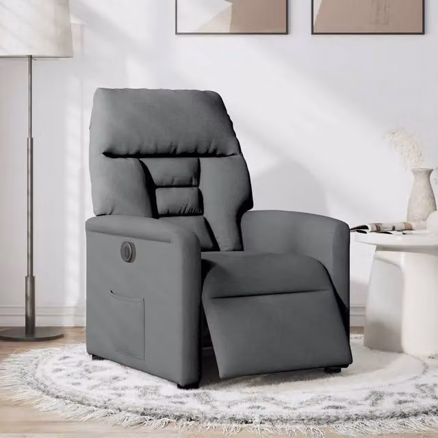 Poltrona Elettrica Reclinabile-Divano Sedia Grigio Scuro in Tessuto 845075