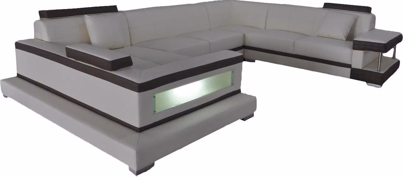 Design Leder Polster Sitz Ecke Leder Sofa Polster Eck Landschaft Zimmer Wohn