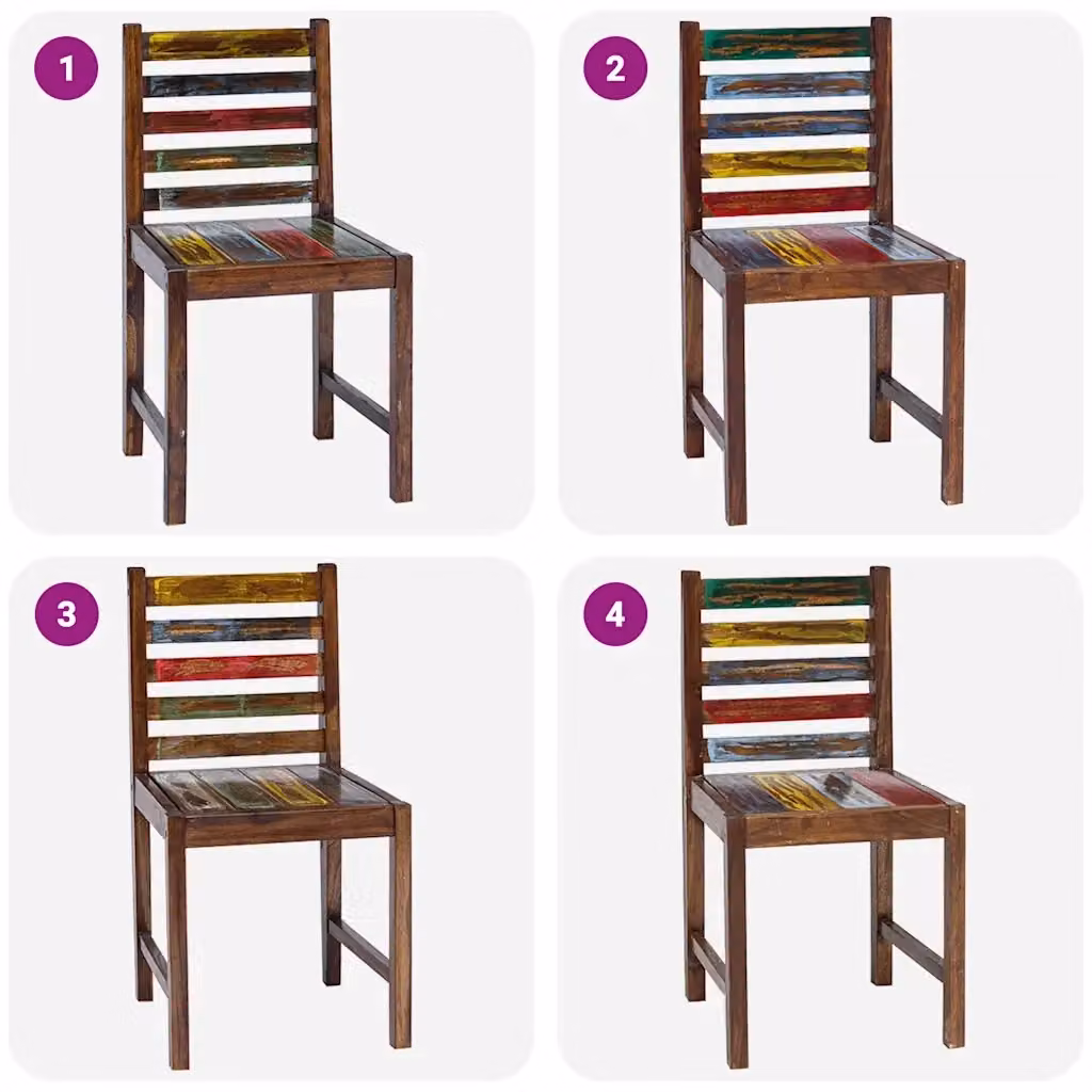 Set di 2 sedie da pranzo vidaXL in legno massello multicolore stile vintage – 2