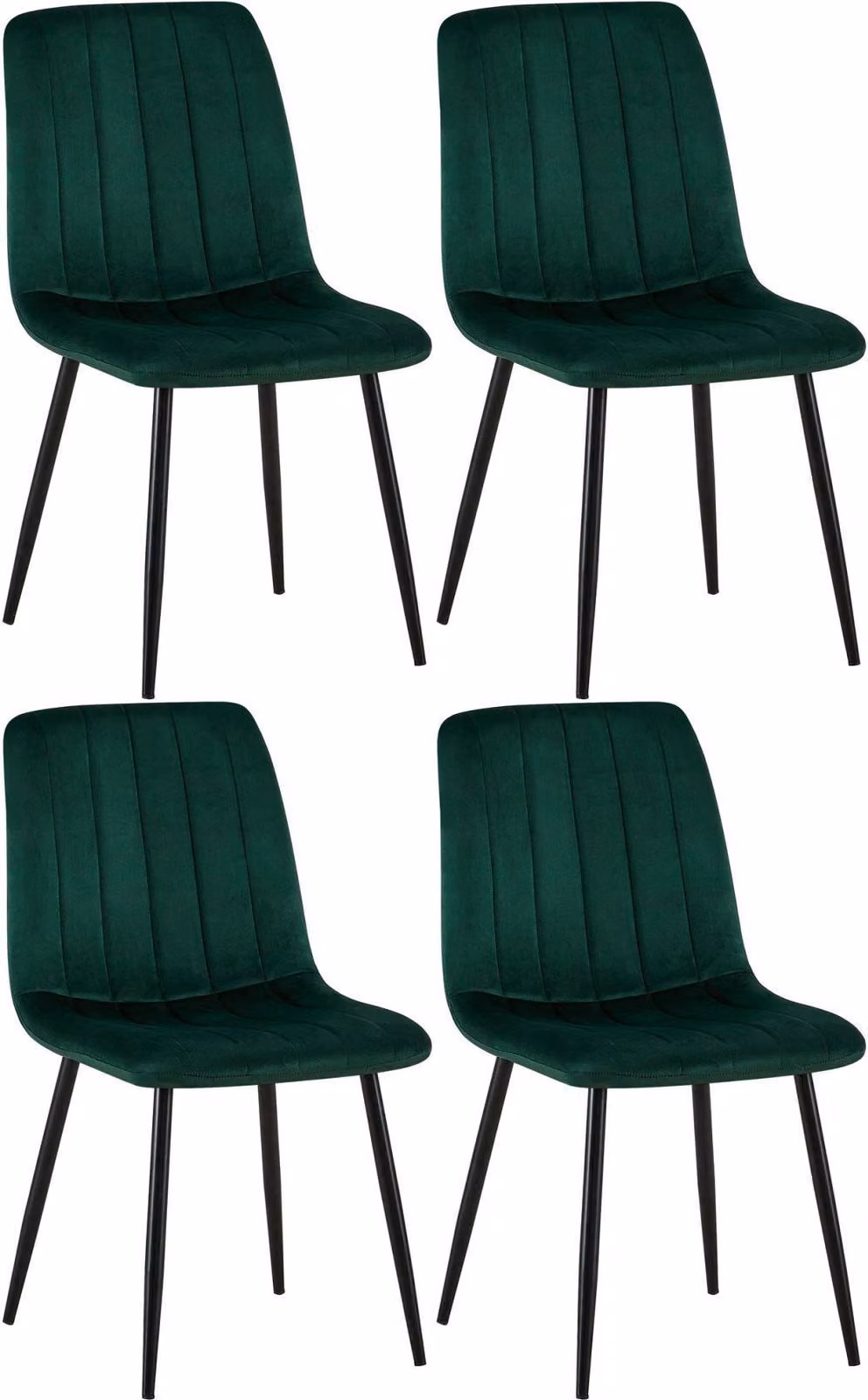 set di 4 sedie - sedie da pranzo - comoda seduta trapuntata. Colore: Verde | Materiale: Morbido