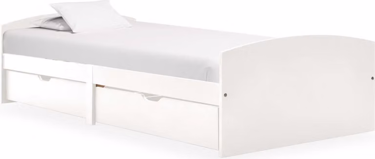 vidaXL Letto in legno massiccio con 2 cassetti in legno di pino bianco 90x200 cm - Struttura letto - Cornici letto - Struttura letto - Letto singolo