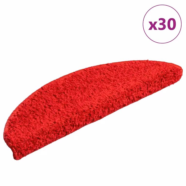 Set di 30 tappetini per scale semicircolari vidaXL rossi, antiscivolo e fonoassorbenti, L: 56 cm, P: 17 cm, H: 3 cm