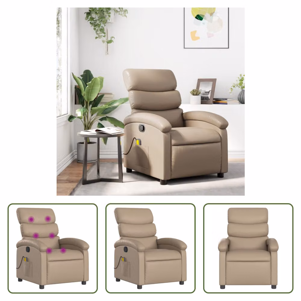 The Living Store Sedia da massaggio in Pelle finta marrone cappuccino