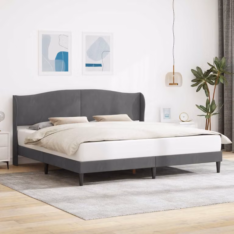 Struttura del letto moderna vidaXL in velluto grigio, L 180 x P 200 cm, H 101 x L 202 x P 184 cm