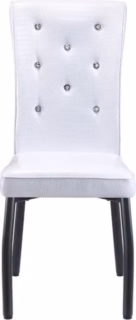 Set di 2 Sedie da Pranzo Retro in Pelle Ecologica Croco con Chiusura a Cristallo, Nero e Bianco