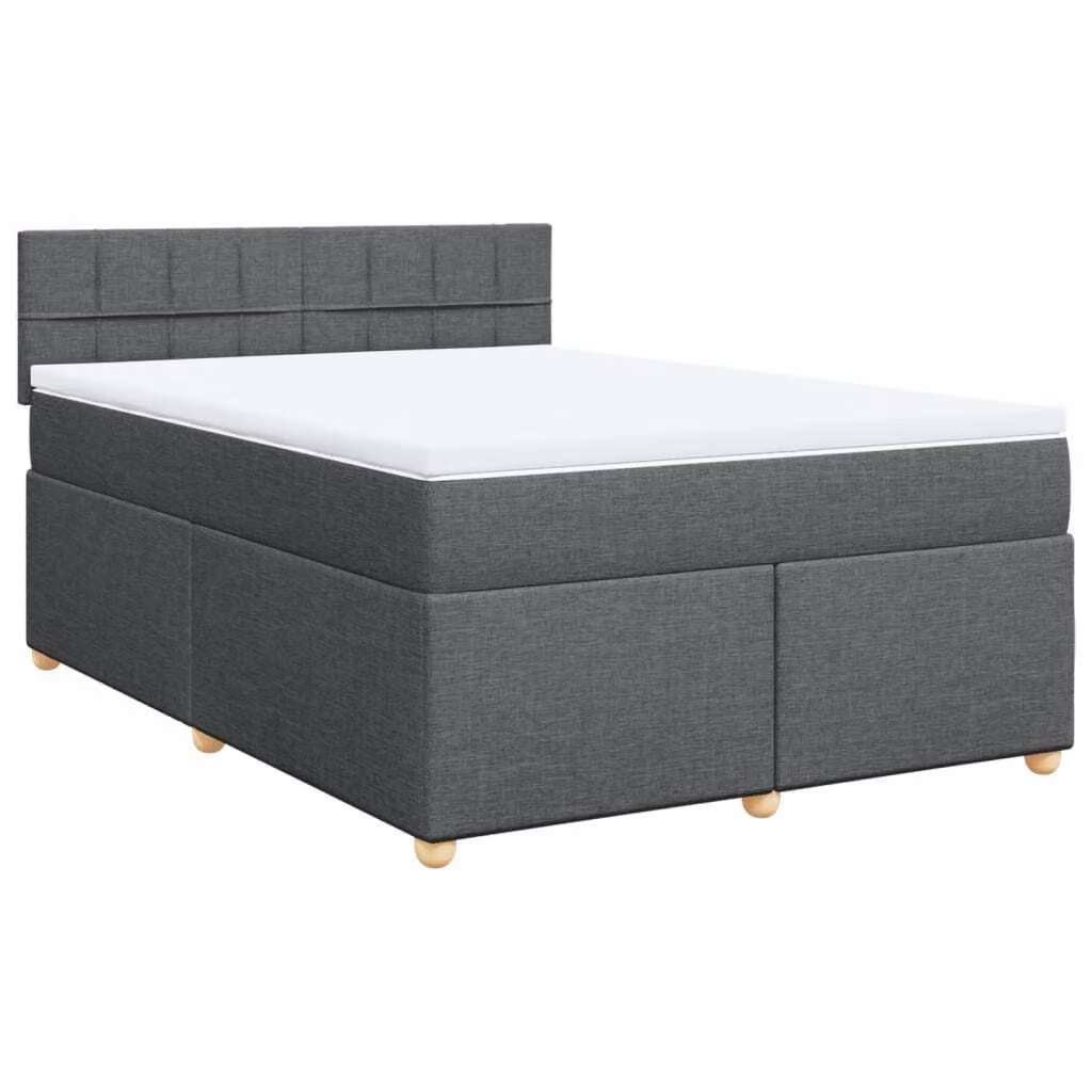 Giroletto a Molle con Materasso Grigio Scuro 160x200 cm Tessuto