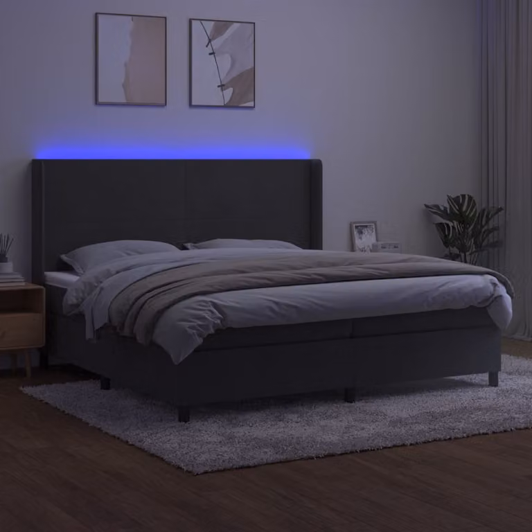 Maison Exclusive - Letto a Molle con Materasso e LED Grigio Scuro 200x200 cm