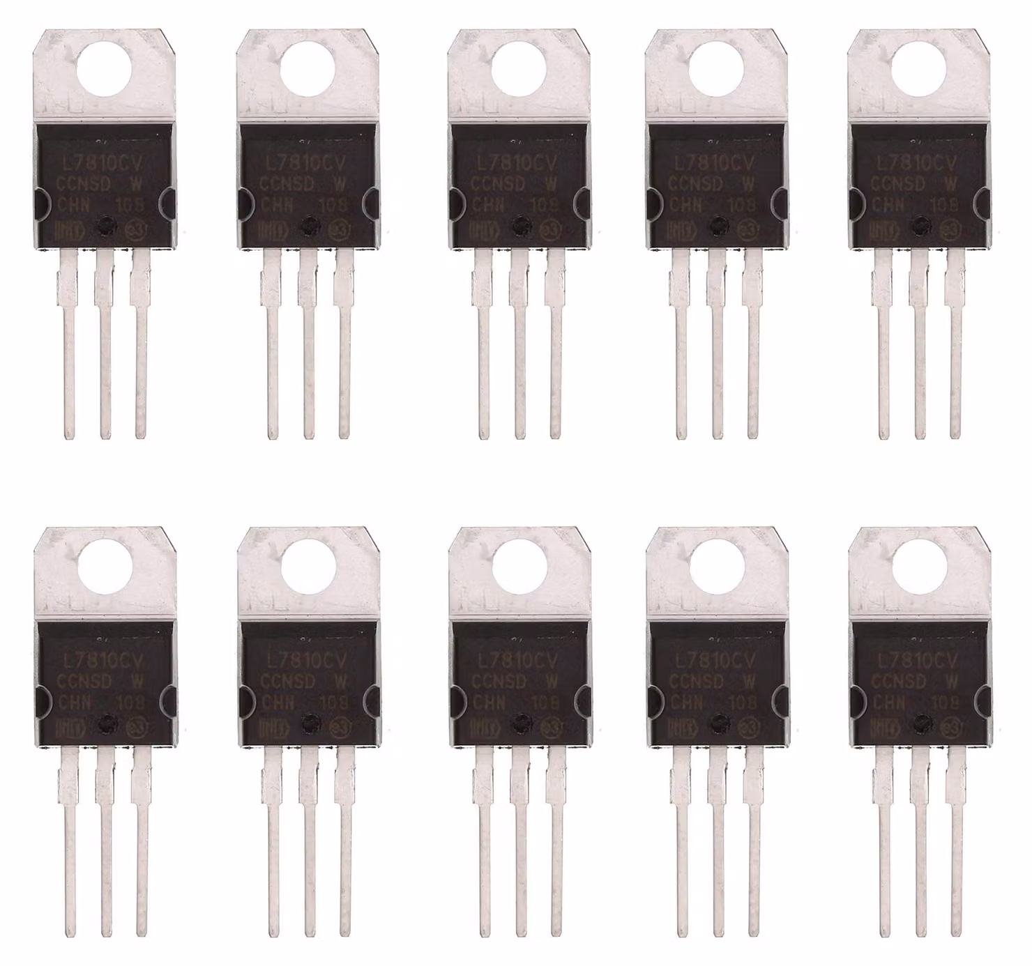 Regolatore di tensione positivo, tipo TO-220, confezione da 10 pezzi, modello L7810, 10 V, 1,5 A