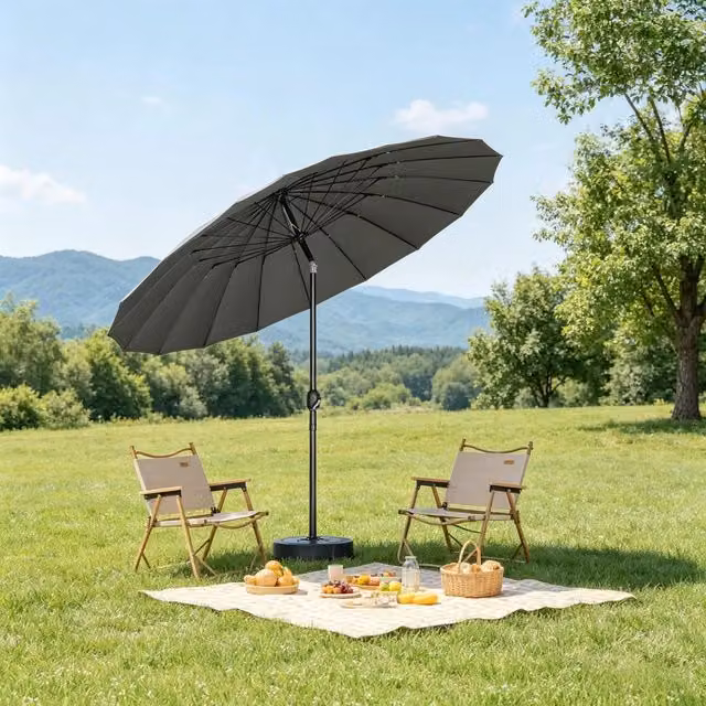 Ombrellone da giardino inclinabile REDOM in poliestere grigio con struttura in alluminio, Ø 257 cm
