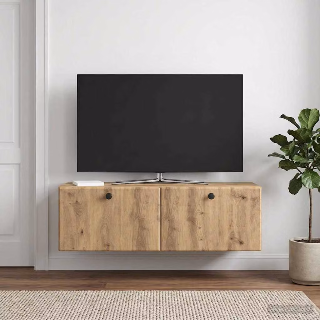 vidaXL Mobile Porta TV da Muro Moderno in Rovere Artigianale Marrone L: 98 cm, P: 31 cm, H: 30 cm